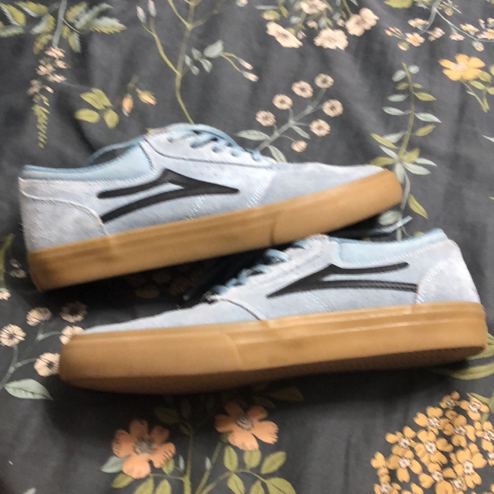 Lakai Limited Griffin Skate Shoes/Sneakers in Light Blue Suede and Brown - Picture 9 of 15